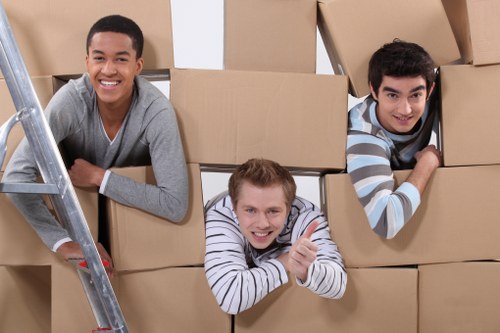 Unloading boxes and furniture into a new flat in Uxbridge