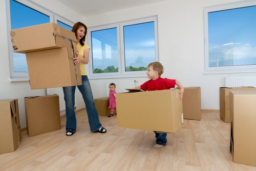 Packed boxes and furniture ready for removal services in Uxbridge