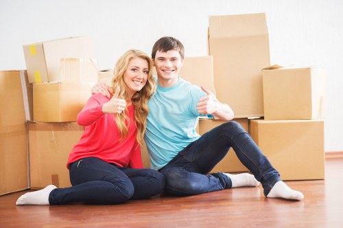 Packed household items ready for relocation in Uxbridge