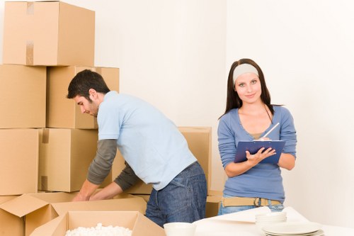 Boxes and furniture loaded for a house removal in Uxbridge