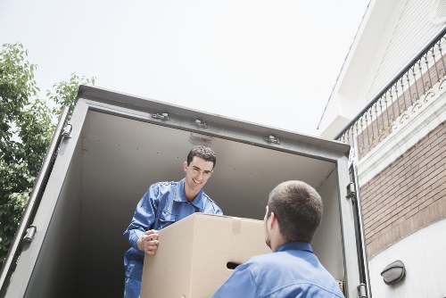 A well-organized home relocation service in Uxbridge with packed moving boxes