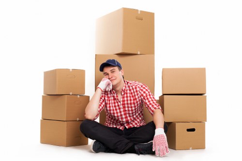 Assorted cardboard boxes and packing materials for relocation in Uxbridge